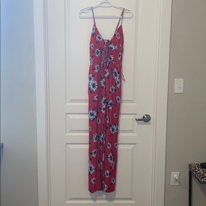 Red floral jumpsuit